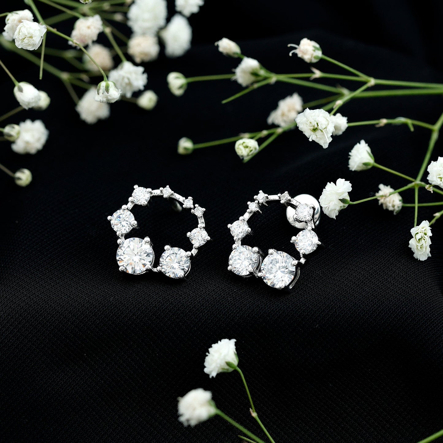 Cubic Zirconia Big Stud Earrings with Screw Backs