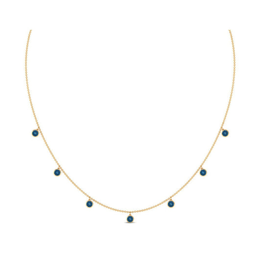 Real London Blue Topaz Station Necklace in Bezel Setting