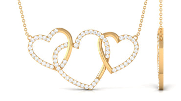 Certified Diamond Three Heart Necklace