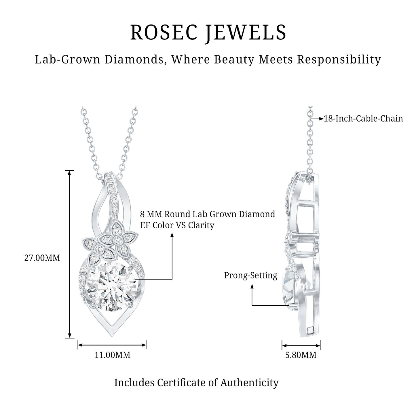 Lab Grown Diamond Flower Statement Necklace