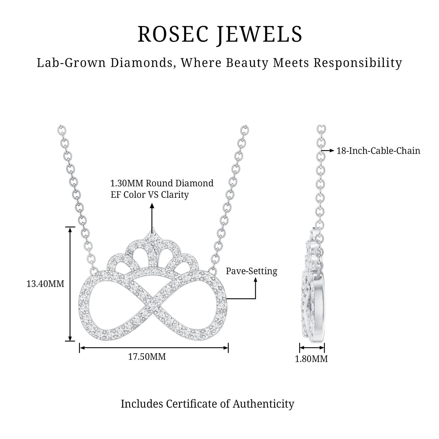 Lab Grown Diamond Crown Statement Necklace