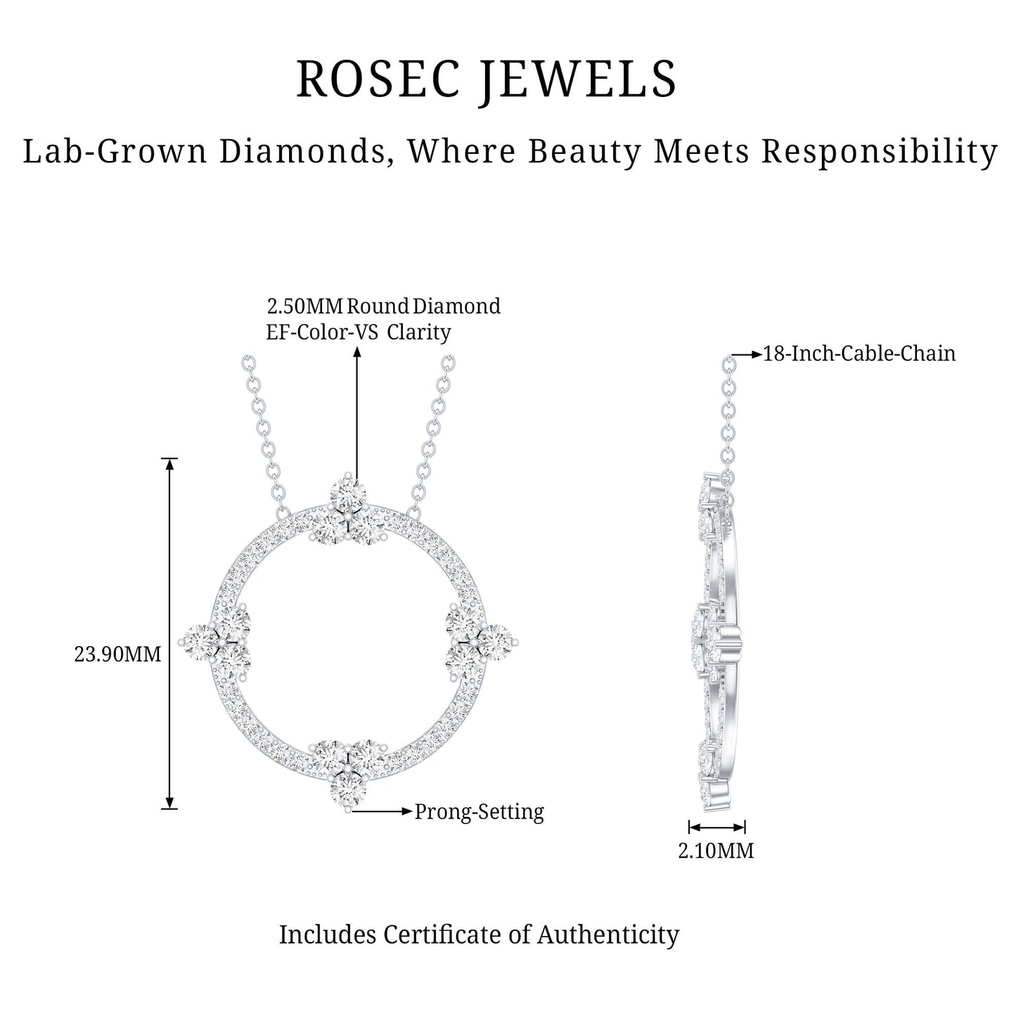 Certified Lab Grown Diamond Circle of Life Necklace