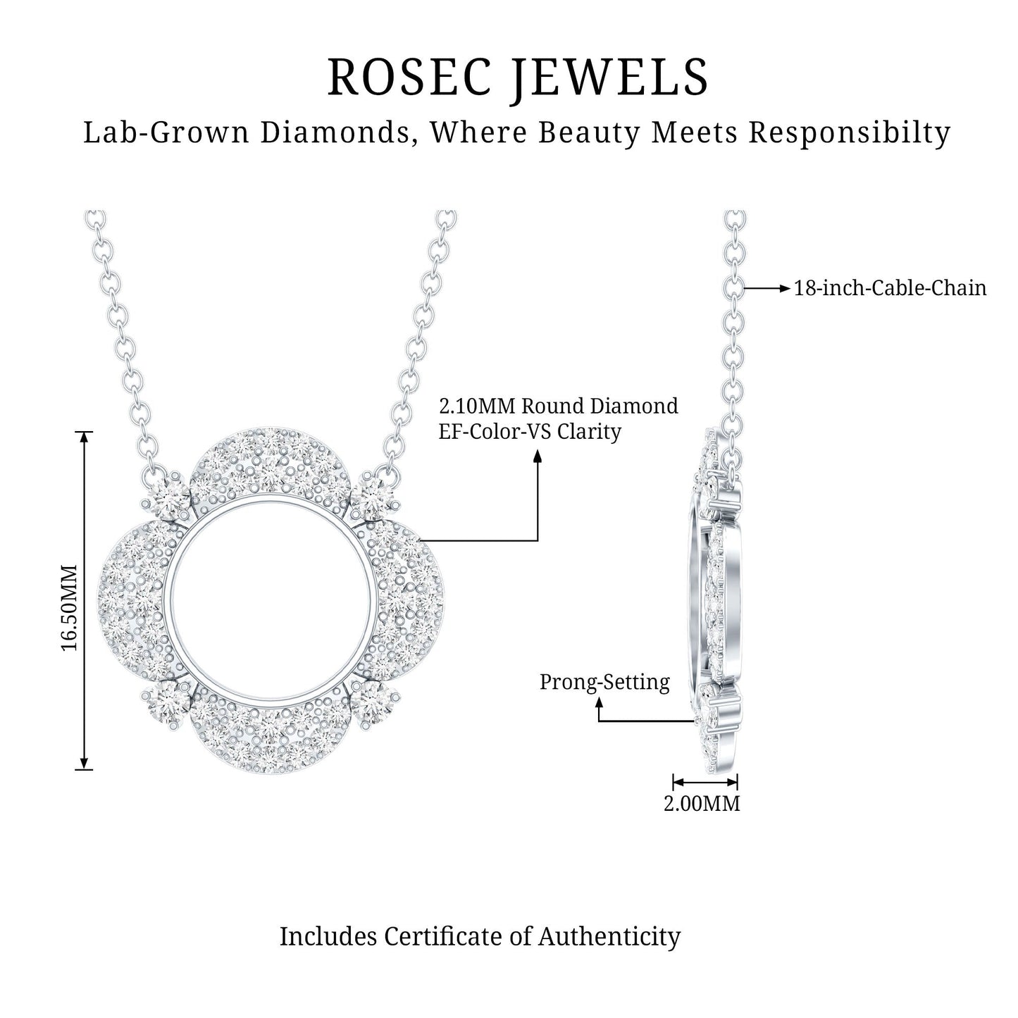 Certified Lab Grown Diamond Nature Inspired Necklace
