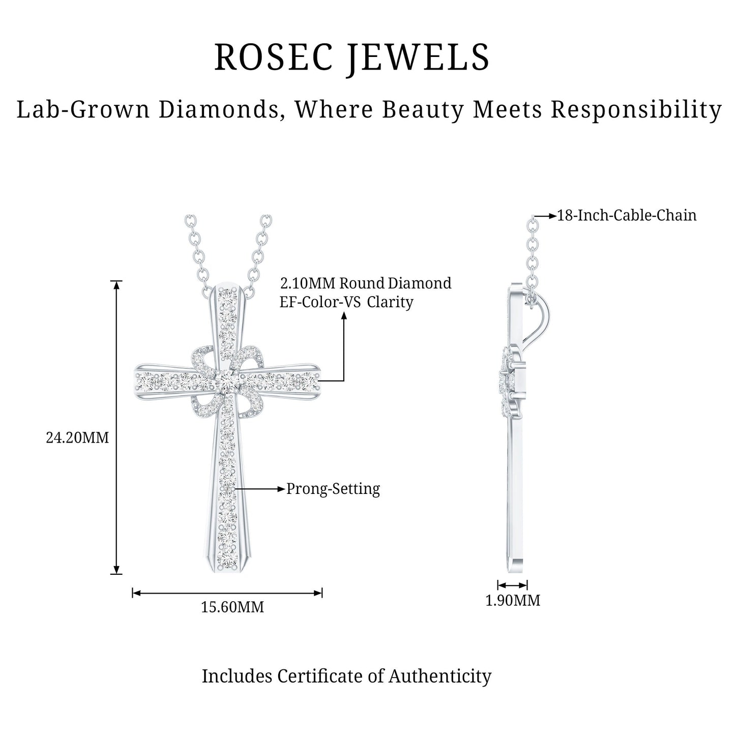 Lab Grown Diamond Catholic Cross Necklace