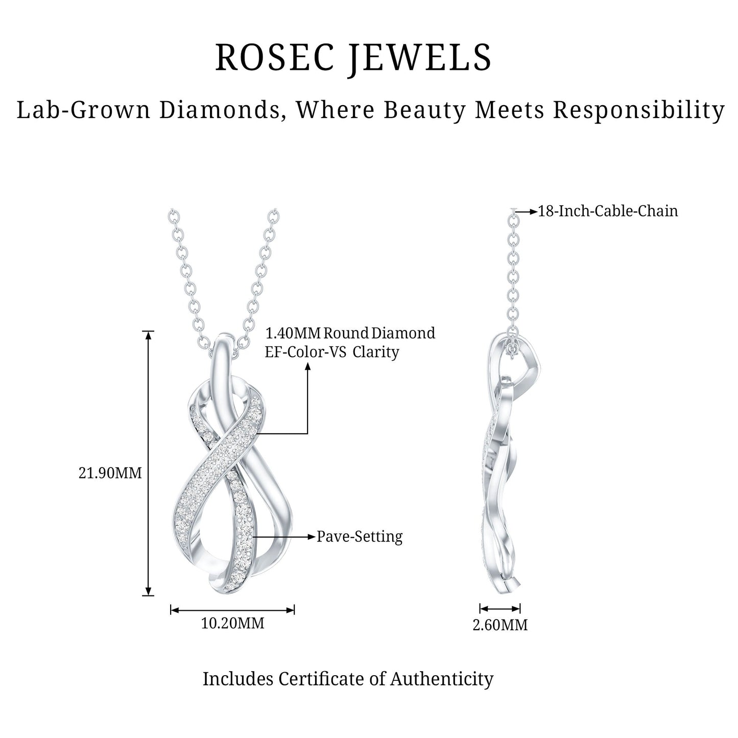 Certified Lab Grown Diamond Infinity Loop Necklace