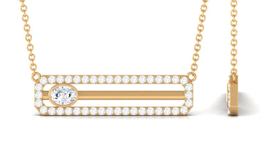 Certified Moissanite Bar Necklace for Her