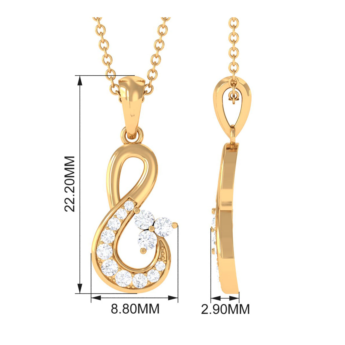 Certified Moissanite Infinity Pendant for Women