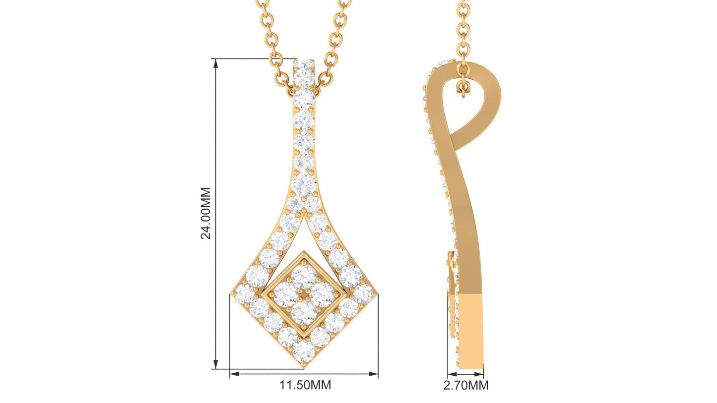 Designer Moissanite Dangle Pendant in Prong Setting