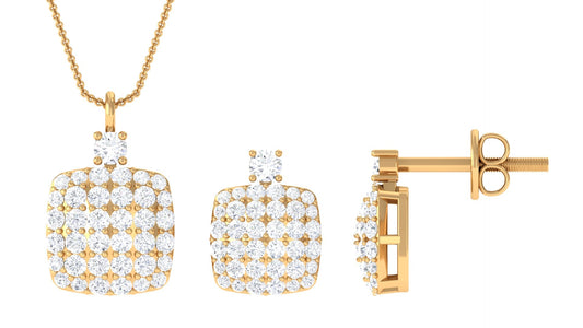 Round Moissanite Matching Necklace and Earrings Set