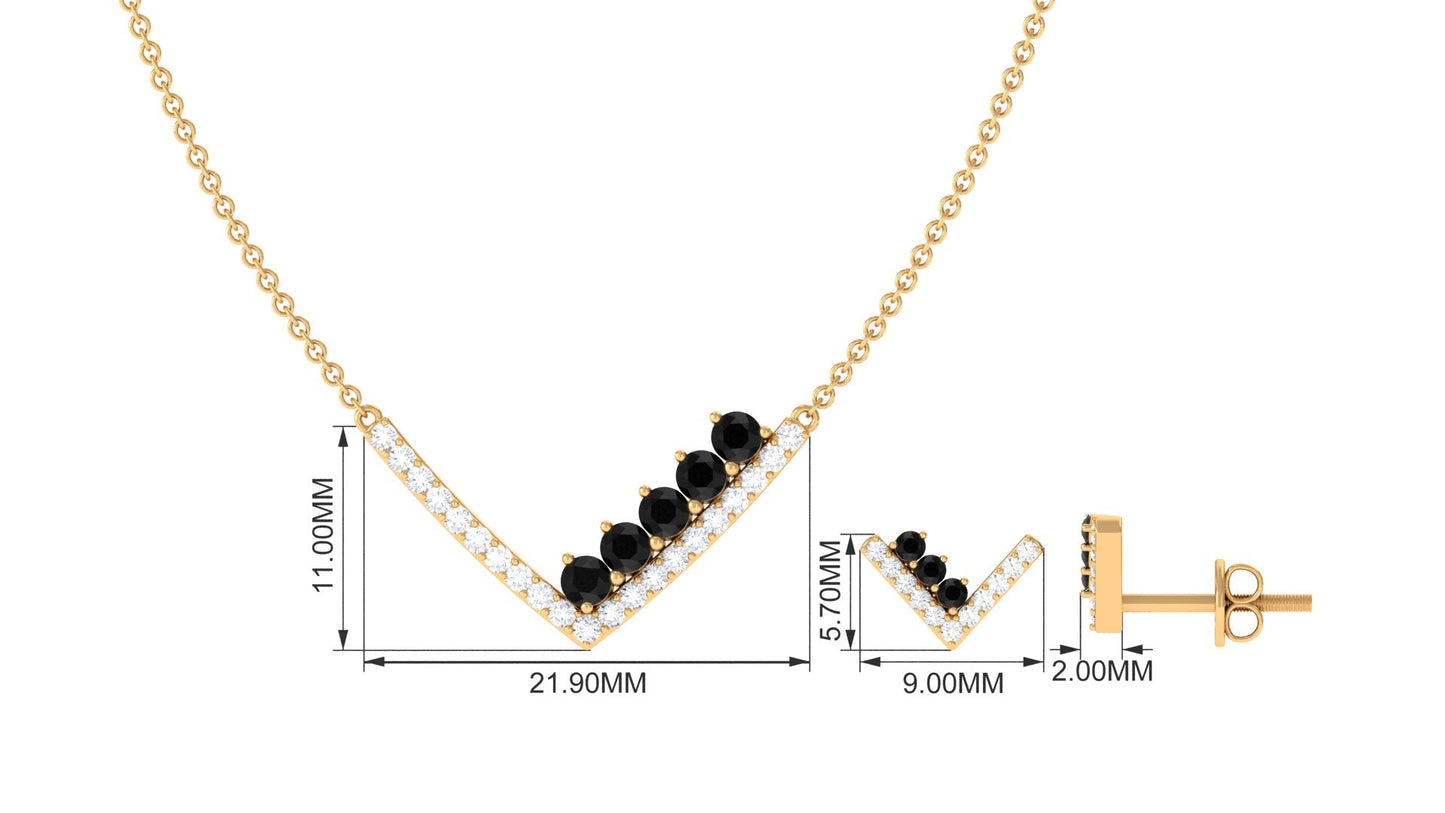 Created Black Diamond and Diamond V-Style Jewelry Set
