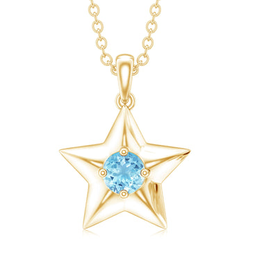 Natural Aquamarine Star of David Necklace for Women