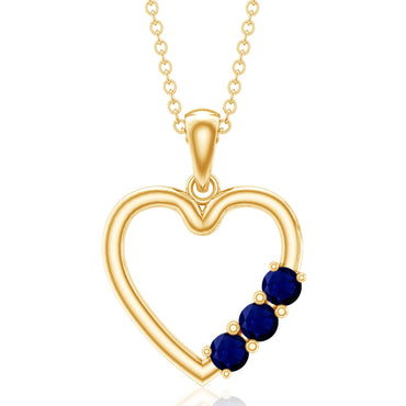 Natural Blue Sapphire Heart Pendant Necklace for Women