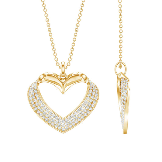 Pave Set Lab Grown Diamond Heart Necklace For Women