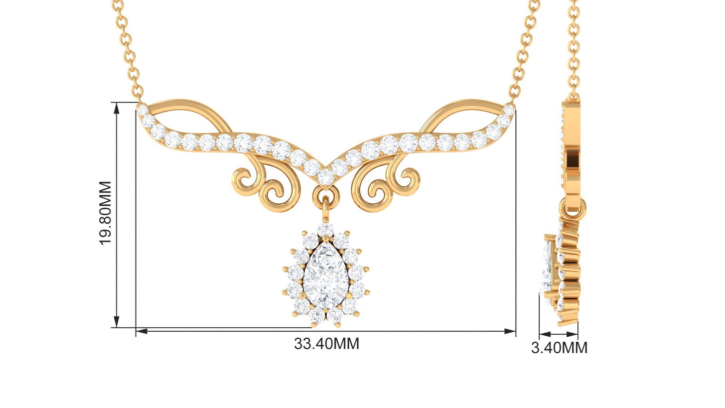 0.7 Carat Pear and Round Shape Moissanite Drop Necklace