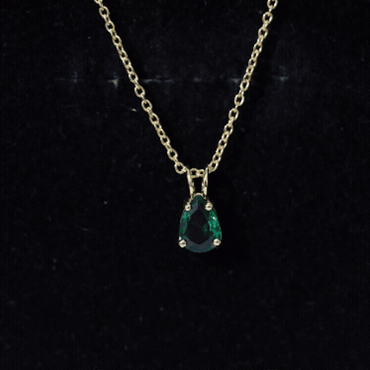 0.7 Carat Lab Created Emerald Teardrop Necklace