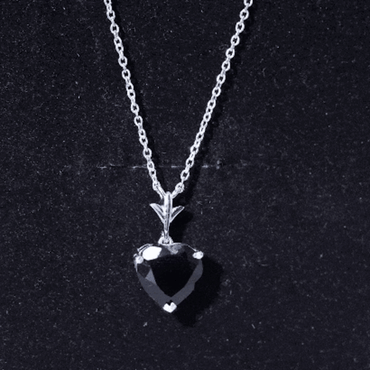 Natural Black Spinel Heart Necklace for Women
