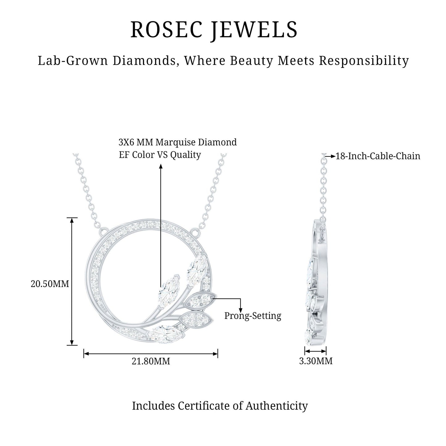 Nature Inspired Lab Grown Diamond Eternity Necklace
