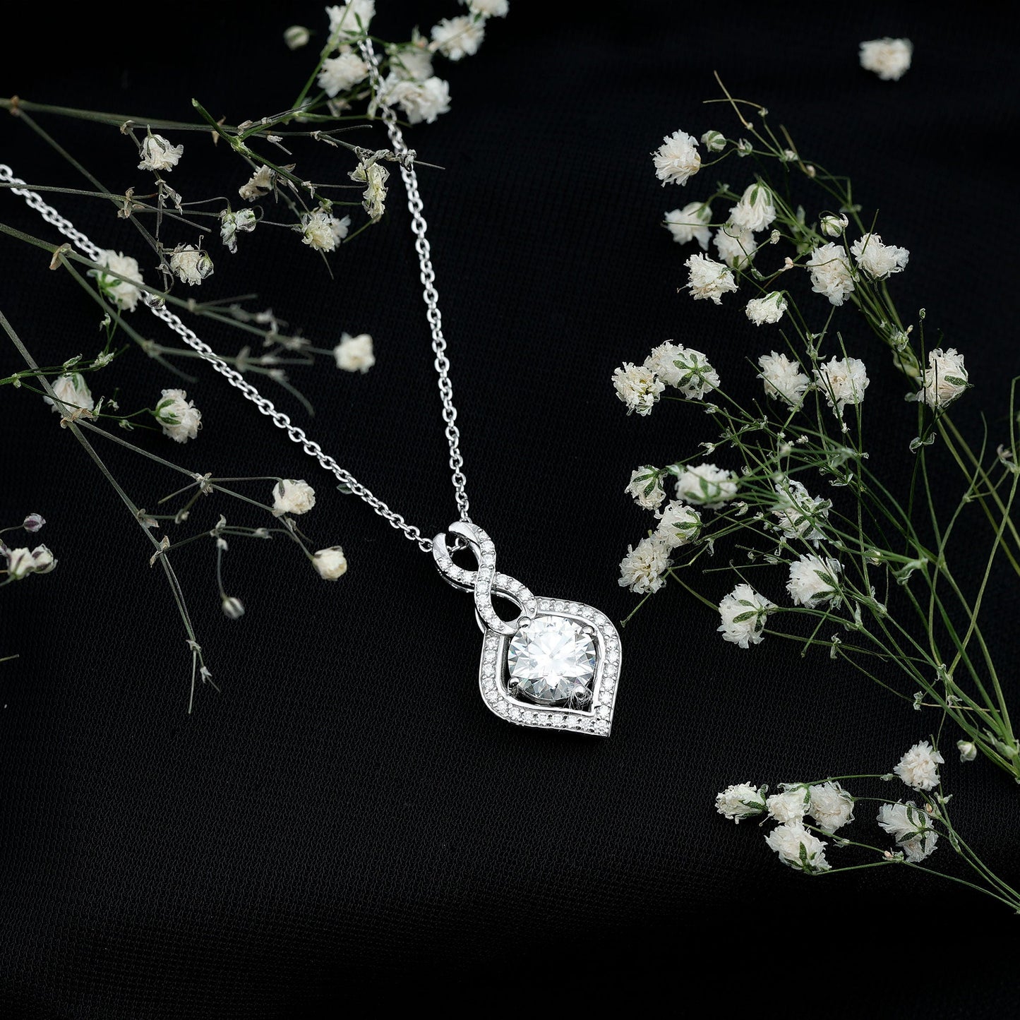 2.62 Carat Moissanite Wedding Necklace for Bride with Silver Chain