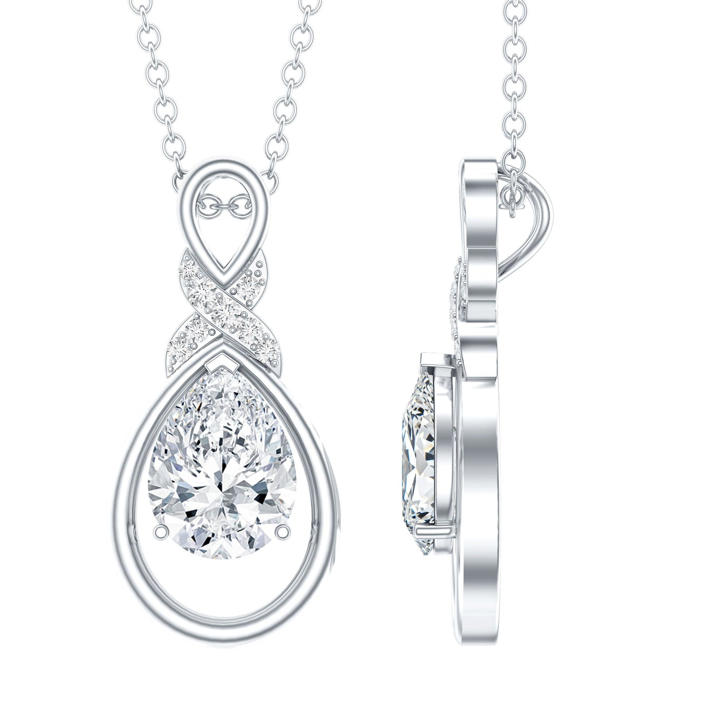 Certified 1.3 Carat Moissanite Bridal Drop Necklace with Silver Chain
