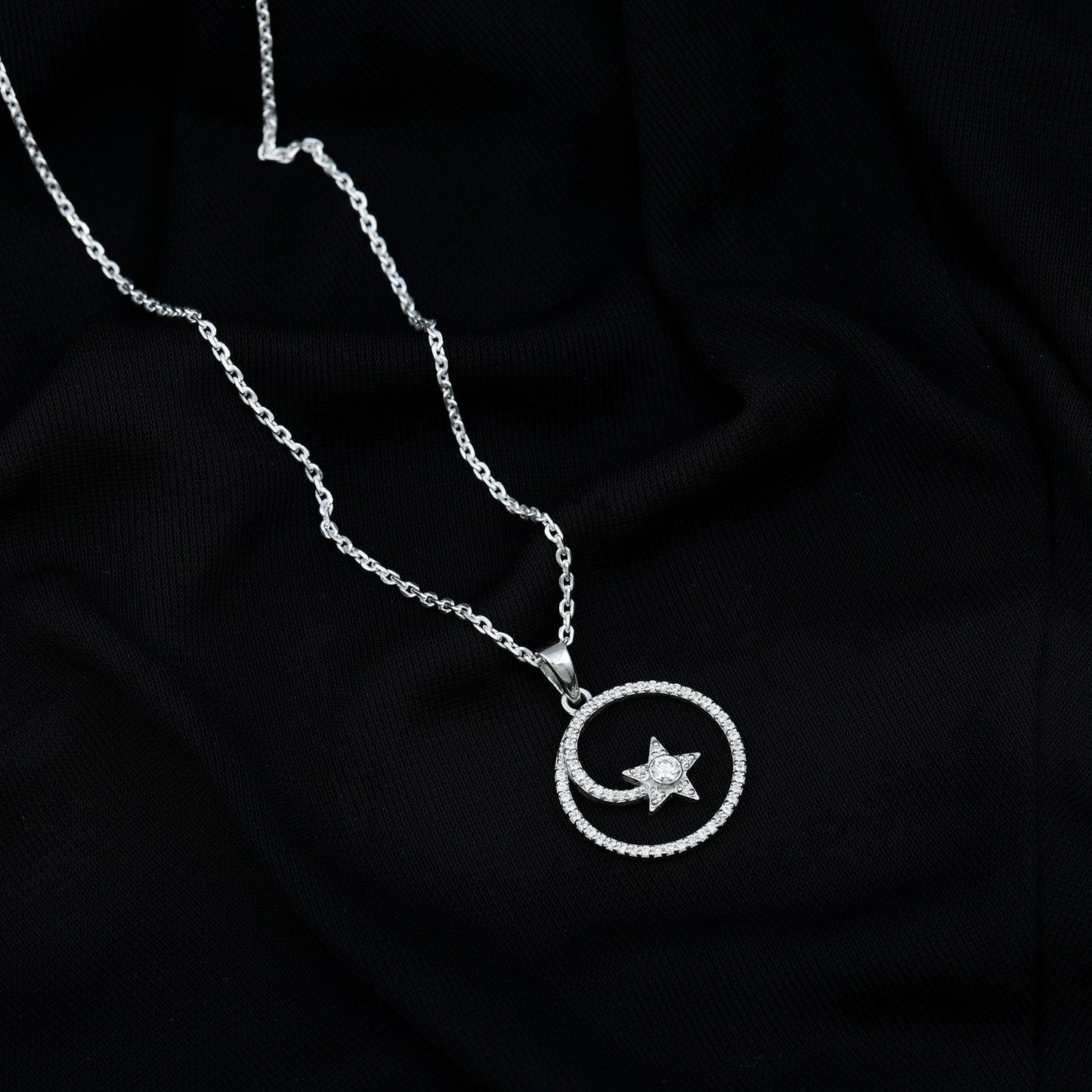 Certified Moissanite Shooting Star Necklace with Silver Chain