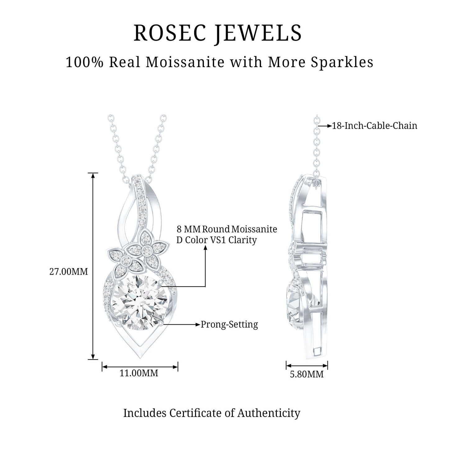 Certified Moissanite Designer Bridal Necklace For Wedding
