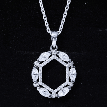 Womens Moissanite Designer Eternity Necklace with Silver Chain