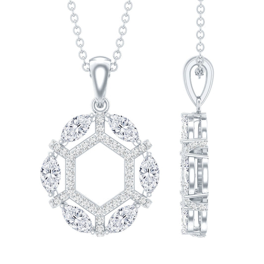 Womens Moissanite Designer Eternity Necklace with Silver Chain