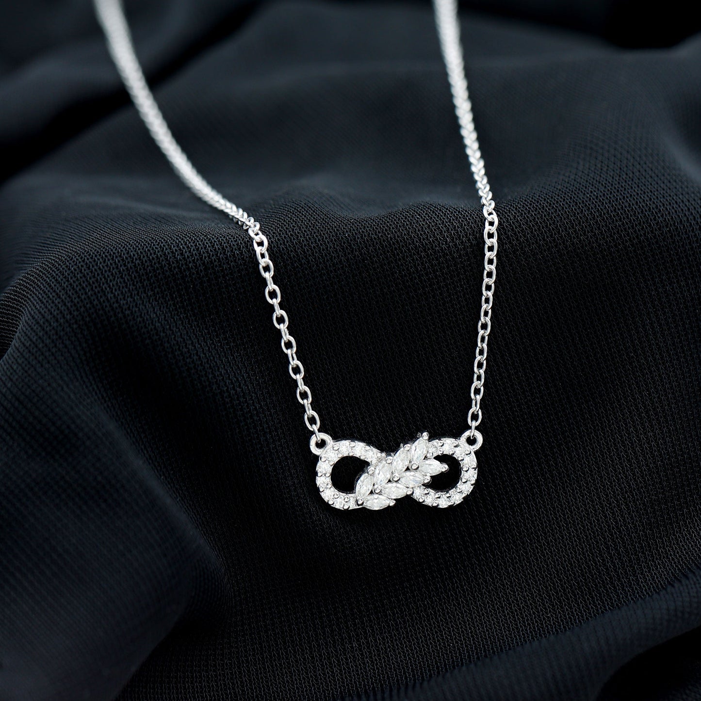 Certified Sterling Silver Moissanite Infinity Necklace