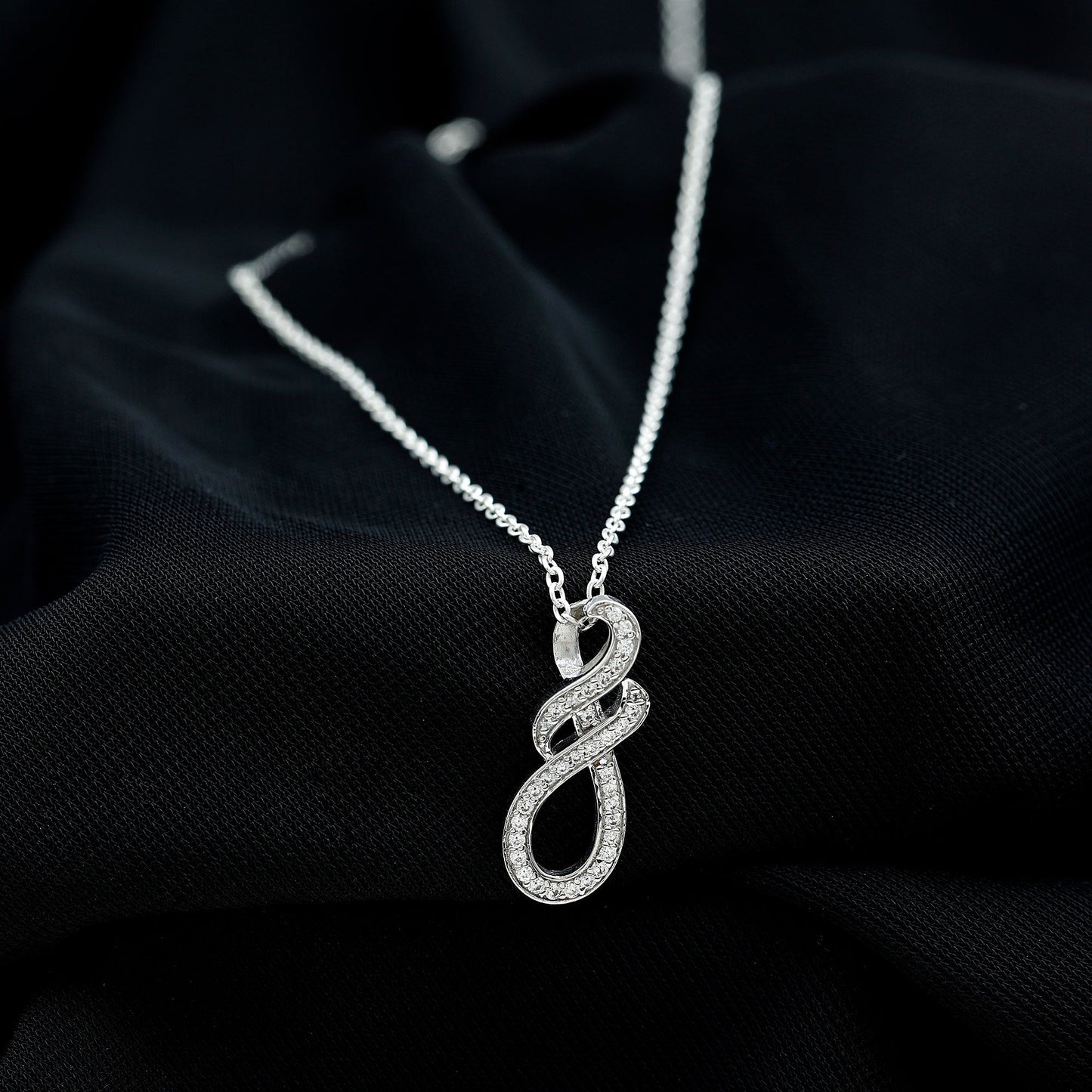 Certified Moissanite Infinity Pendant Necklace with Silver Chain