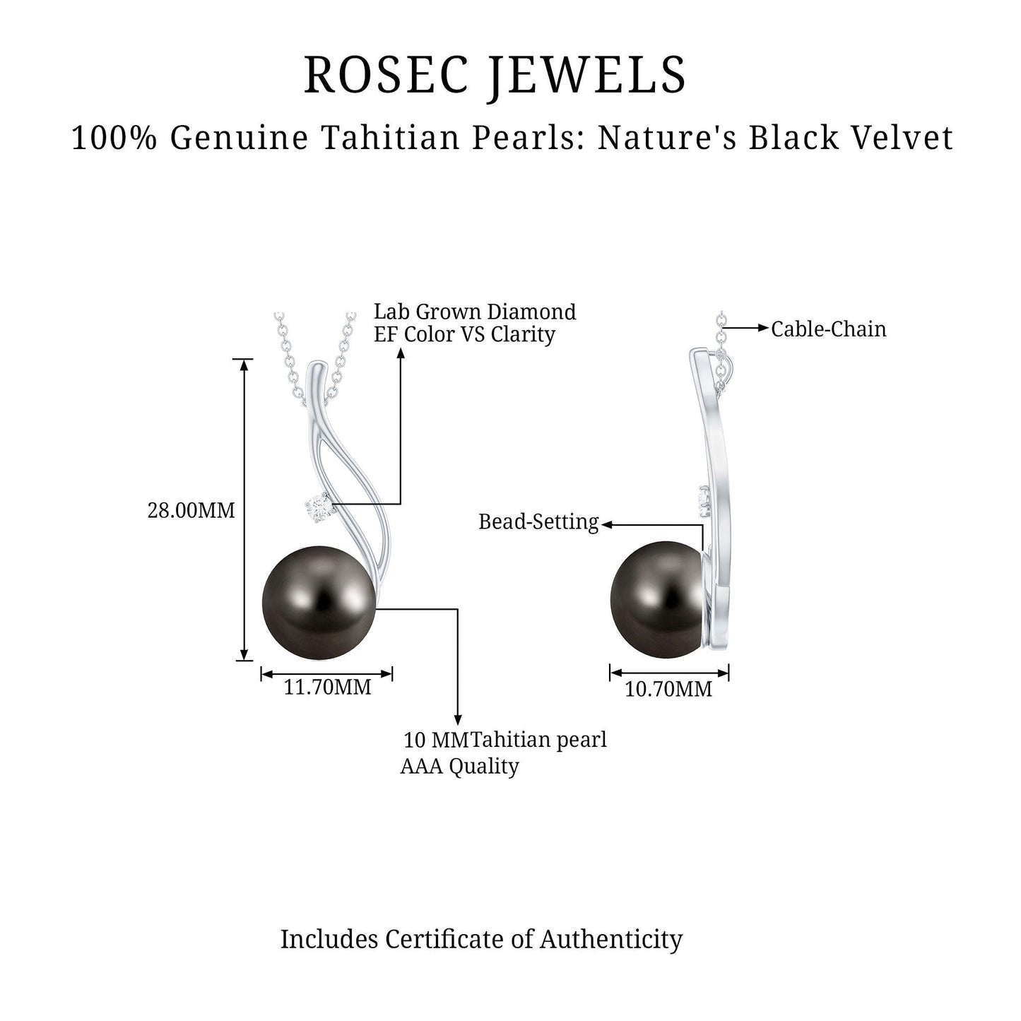8 Carat Tahitian Pearl Drop Pendant with Hidden Bail