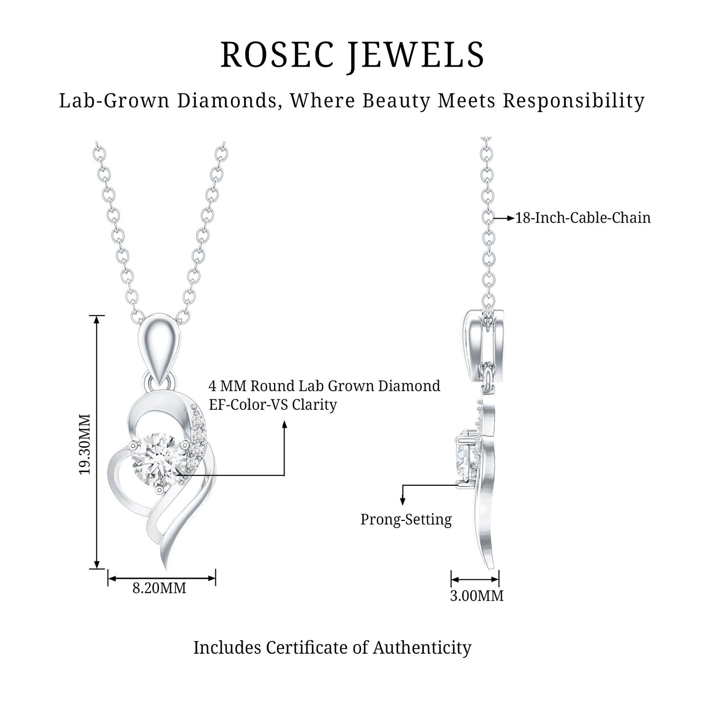 Heart Necklace with Lab Grown Diamond