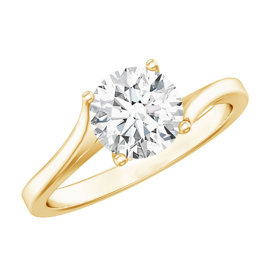 Certified Solitaire Moissanite Bypass Engagement Ring
