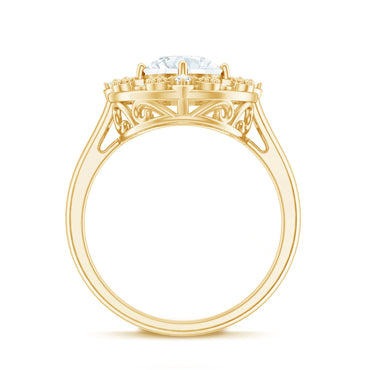 Moissanite Vintage Looking Engagement Ring with Certificate