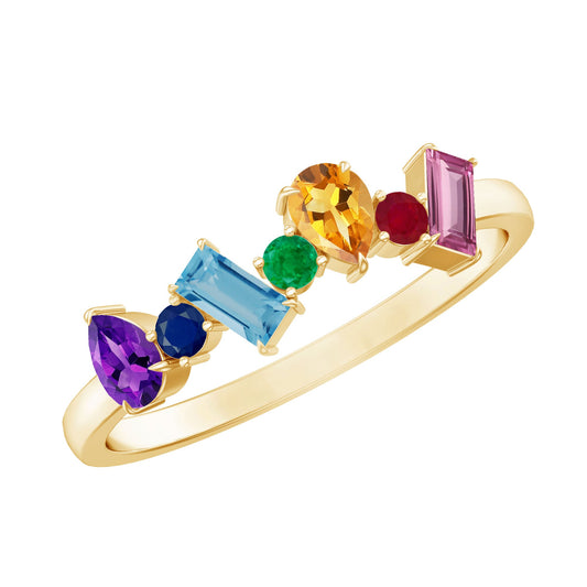 Natural Multi Gemstone Promise Ring for Women