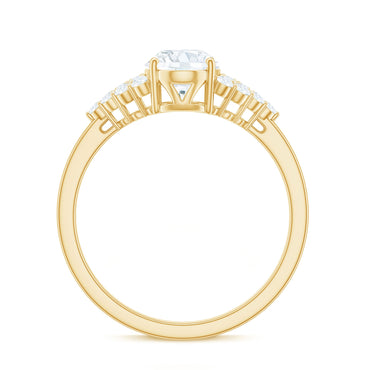 1.2 Carat Oval Moissanite Engagement Ring with Cluster Side Stones
