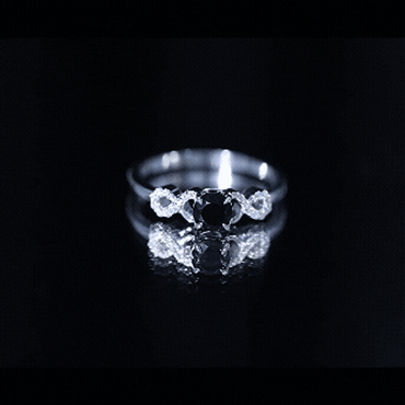 Certified 0.8 Carat Lab Grown Black and White Diamond Engagement Ring with Infinity Knot