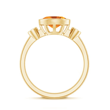 Natural 1 Carat Citrine Diamond Oval Engagement Ring in Bezel Set