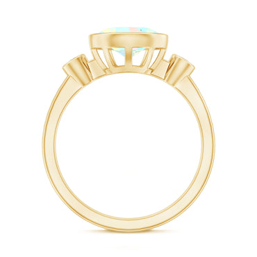 Oval Cut Ethiopian Opal East West Engagement Ring with Diamond