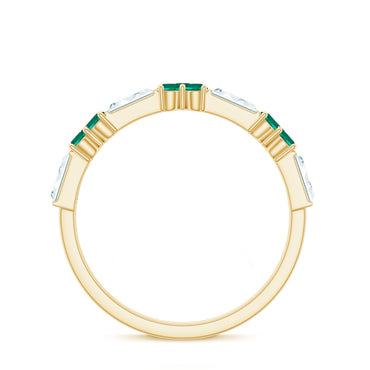 Certified Lab Grown Emerald Half Eternity Anniversary Ring with Moissanite