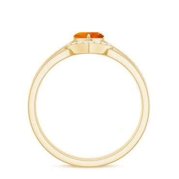 Natural Fire Opal Heart Solitaire Ring Set with Diamond Band