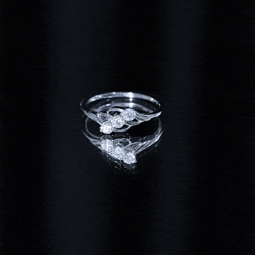Certified Round Moissanite Three Stone Engagement Ring