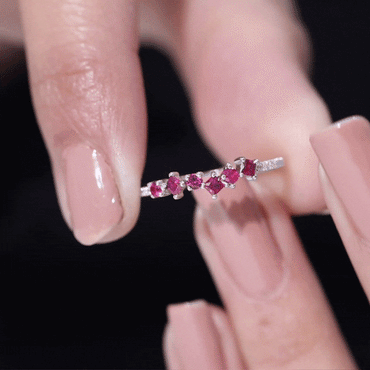 Lab Grown Ruby and Diamond Half Eternity Ring