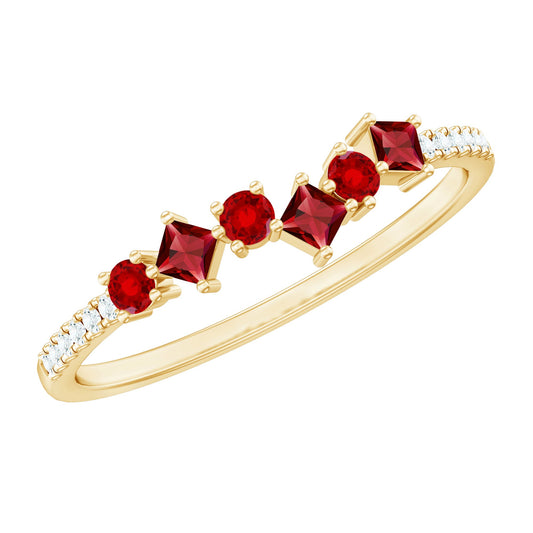 Lab Grown Ruby and Diamond Half Eternity Ring