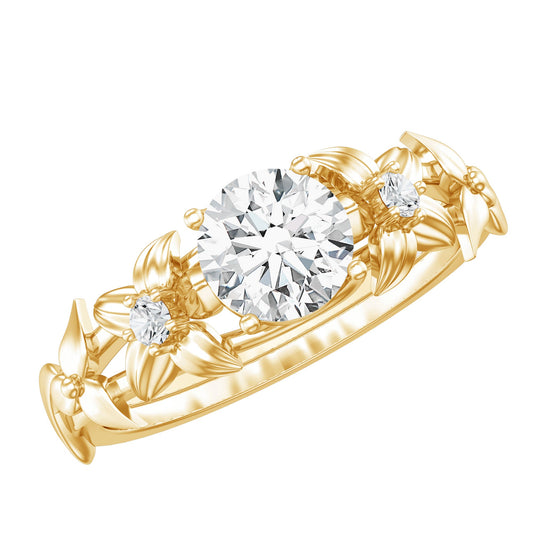 Designer Moissanite Flower Engagement Ring for Women