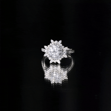 Certified Round Moissanite Halo Engagement Ring for Her