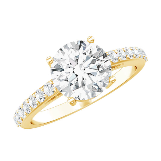 2 Carat Round Shape Moissanite Solitaire Engagement Ring with Certificate