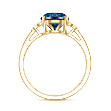 1.3 Carat London Blue Topaz Solitaire Engagement Ring with Diamond Trio