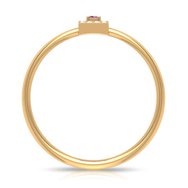 Natural Pink Tourmaline Dainty Promise Ring with Diamond Accent