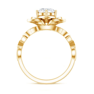 Nature Inspired Moissanite Flower Engagement Ring with Certificate