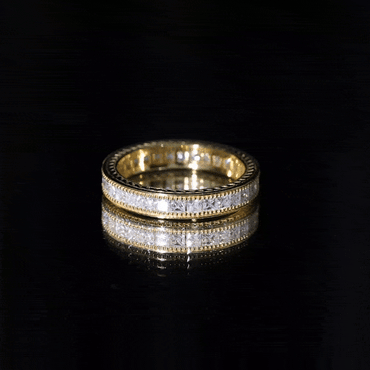 Channel Set Princess Cut Moissanite Eternity Band Ring
